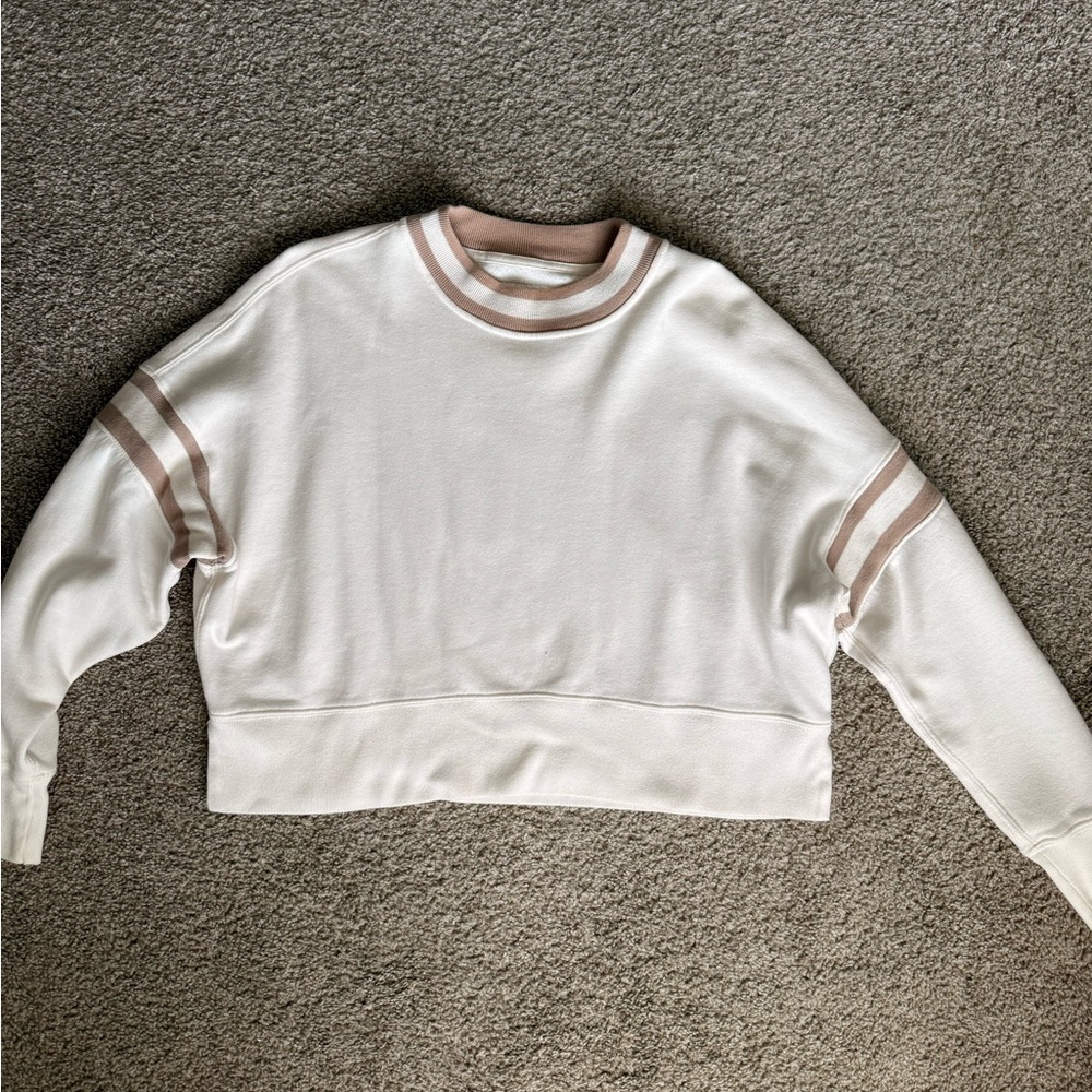 Abercrombie & Fitch Cream and Tan Sweatshirt